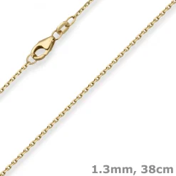 1,3mm Ankerkette diamantiert Kette Collier Halskette aus 333 Gold Gelbgold 38cm