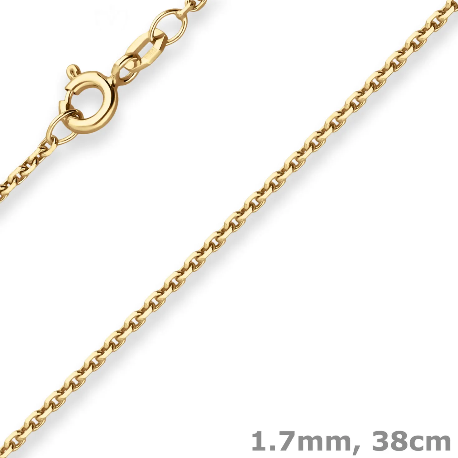 1,7mm Ankerkette diamantiert Kette Collier Halskette aus 333 Gold Gelbgold 38cm