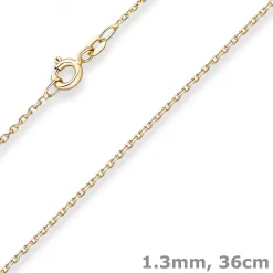 1,3mm Ankerkette diamantiert Kette Collier Halskette aus 333 Gold Gelbgold 36cm