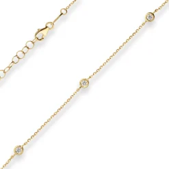 1,2mm Ankerkette diamantiert Kette Collier mit Zirkonia 585 Gold Gelbgold 38cm