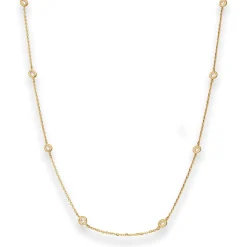 1,2mm Ankerkette diamantiert Kette Collier mit Zirkonia 585 Gold Gelbgold 38cm