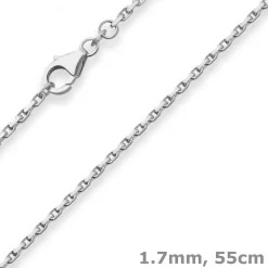 1,7mm Ankerkette diamantiert Silberkette Collier Halskette aus 925 Silber 55cm