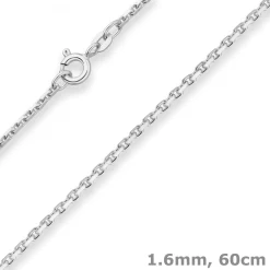 1,6mm Ankerkette diamantiert Silberkette Collier Halskette aus 925 Silber 60cm