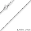 1,7mm Ankerkette diamantiert Silberkette Collier Halskette aus 925 Silber 70cm