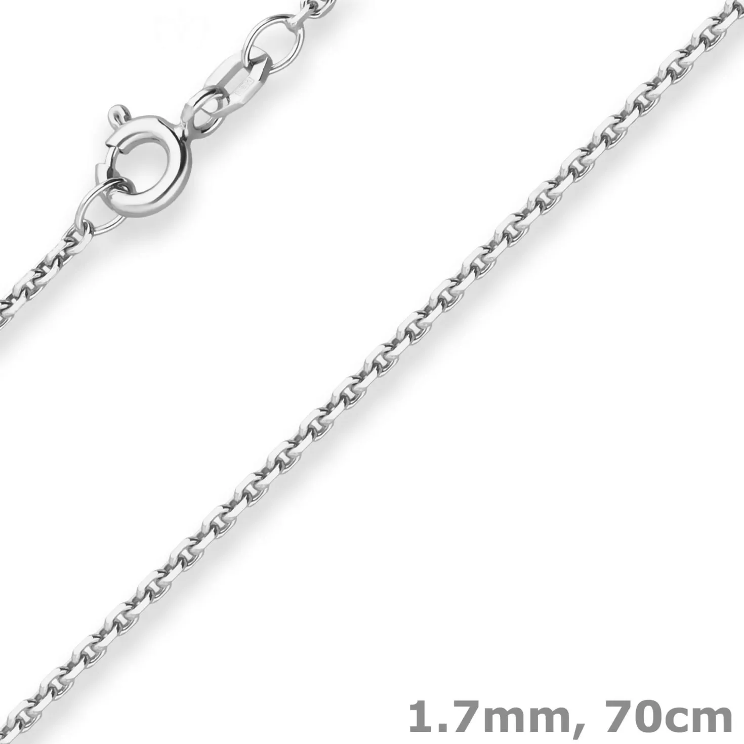 1,7mm Ankerkette diamantiert Silberkette Collier Halskette aus 925 Silber 70cm