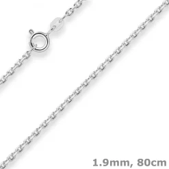 1,9mm Ankerkette diamantiert Silberkette Collier Halskette aus 925 Silber 80cm