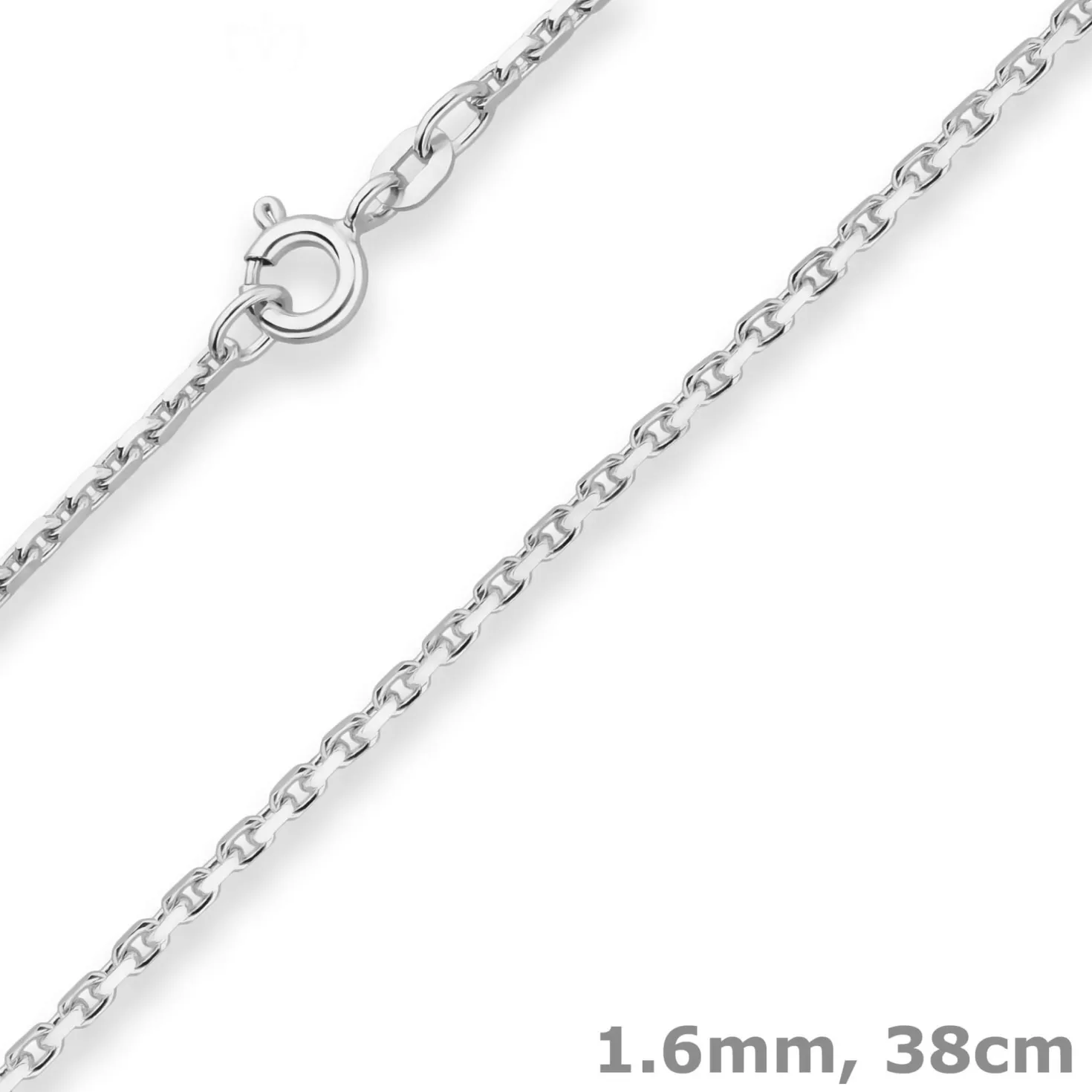 1,6mm Ankerkette diamantiert Silberkette Collier Halskette aus 925 Silber 38cm