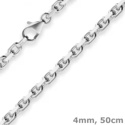 4mm Ankerkette diamantiert Silberkette Collier Halskette aus 925 Silber 50cm