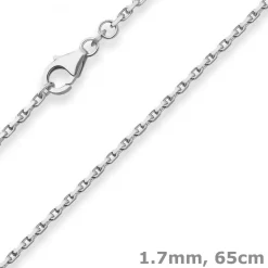 1,7mm Ankerkette diamantiert Silberkette Collier Halskette aus 925 Silber 65cm