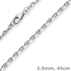 2,5mm Ankerkette diamantiert Silberkette Collier Halskette aus 925 Silber 45cm