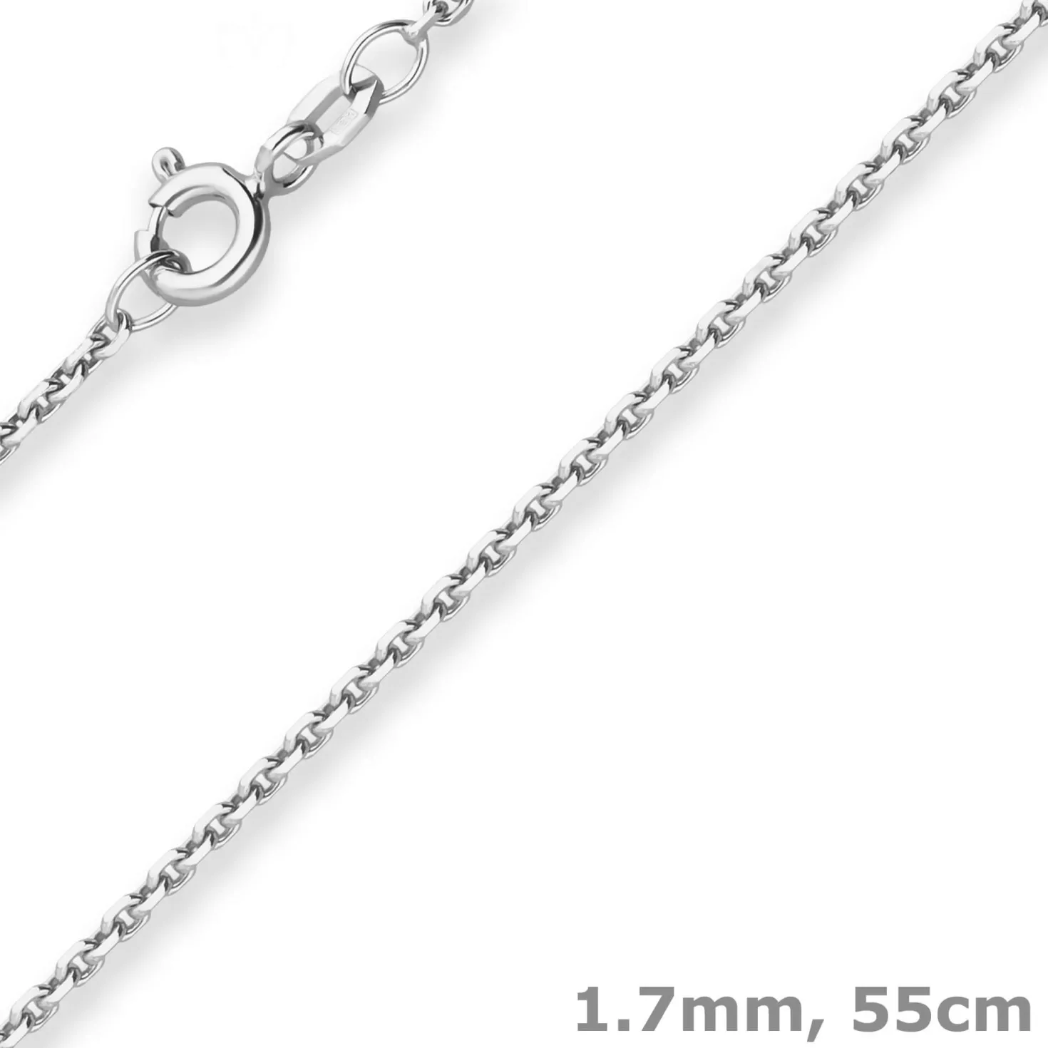 1,7mm Ankerkette diamantiert Silberkette Collier Halskette aus 925 Silber 55cm