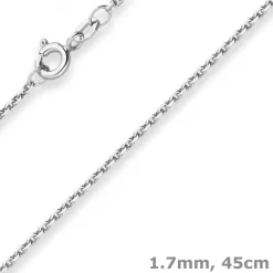 1,7mm Ankerkette diamantiert Silberkette Collier Halskette aus 925 Silber 45cm