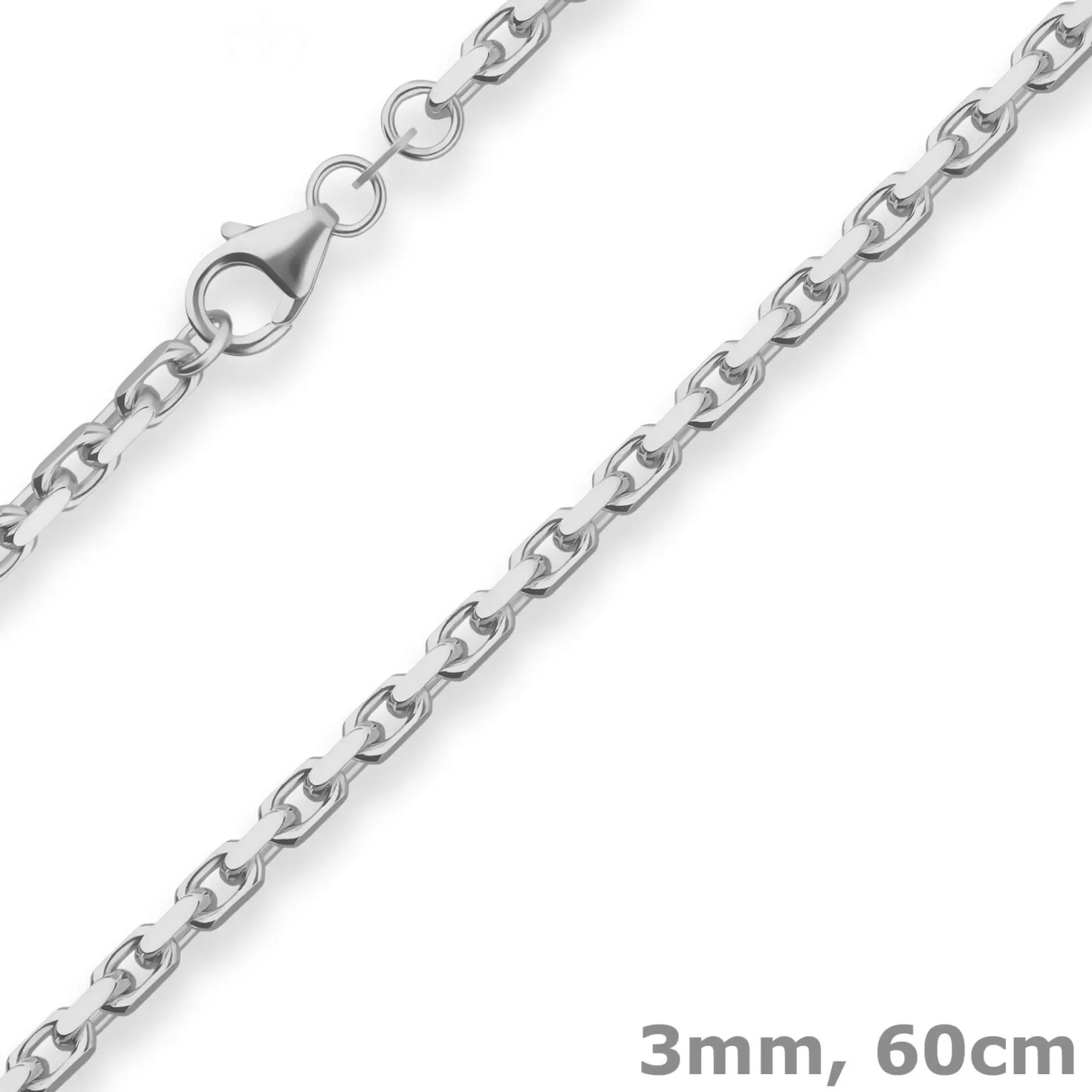 3mm Ankerkette diamantiert Silberkette Collier Halskette aus 925 Silber 60cm