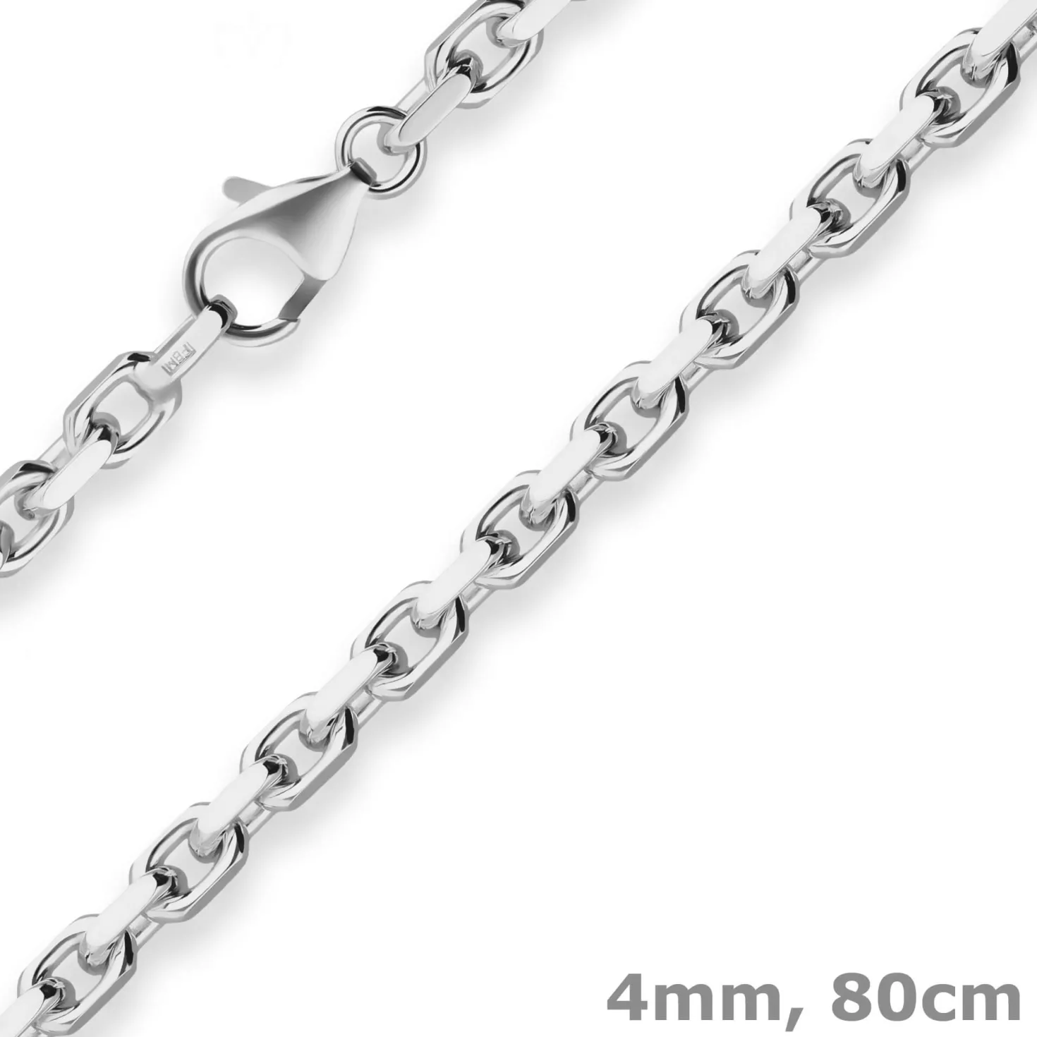 4mm Ankerkette diamantiert Silberkette Collier Halskette aus 925 Silber 80cm