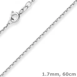 1,7mm Ankerkette diamantiert Silberkette Collier Halskette aus 925 Silber 60cm