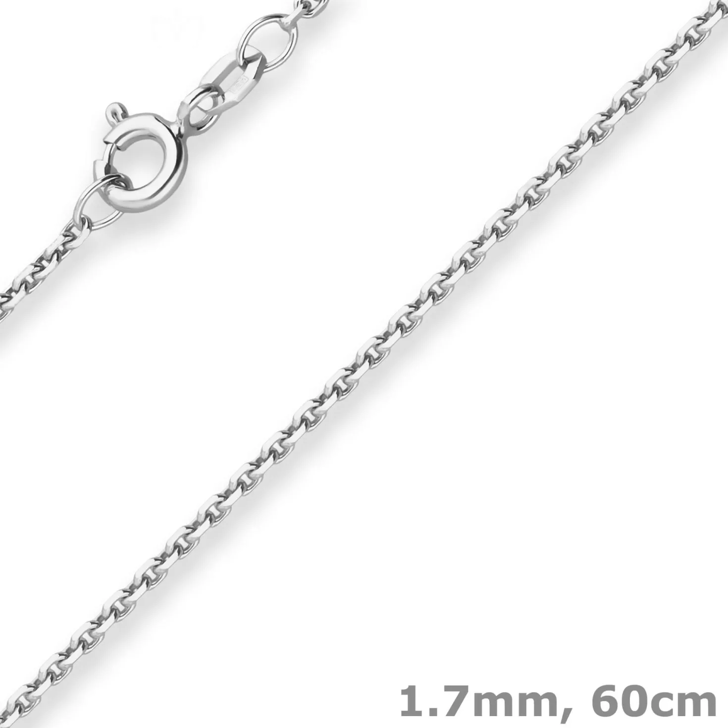 1,7mm Ankerkette diamantiert Silberkette Collier Halskette aus 925 Silber 60cm