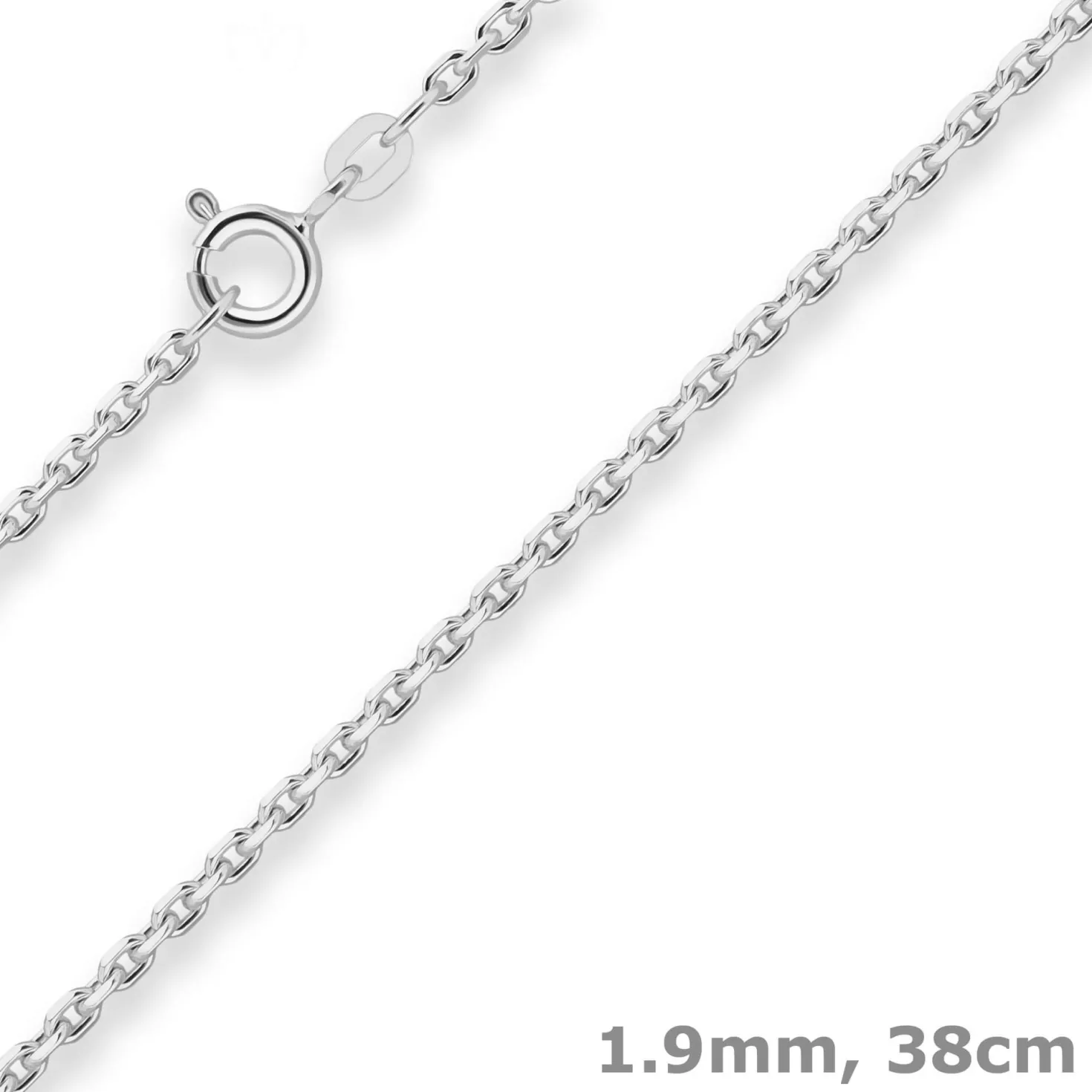 1,9mm Ankerkette diamantiert Silberkette Collier Halskette aus 925 Silber 38cm