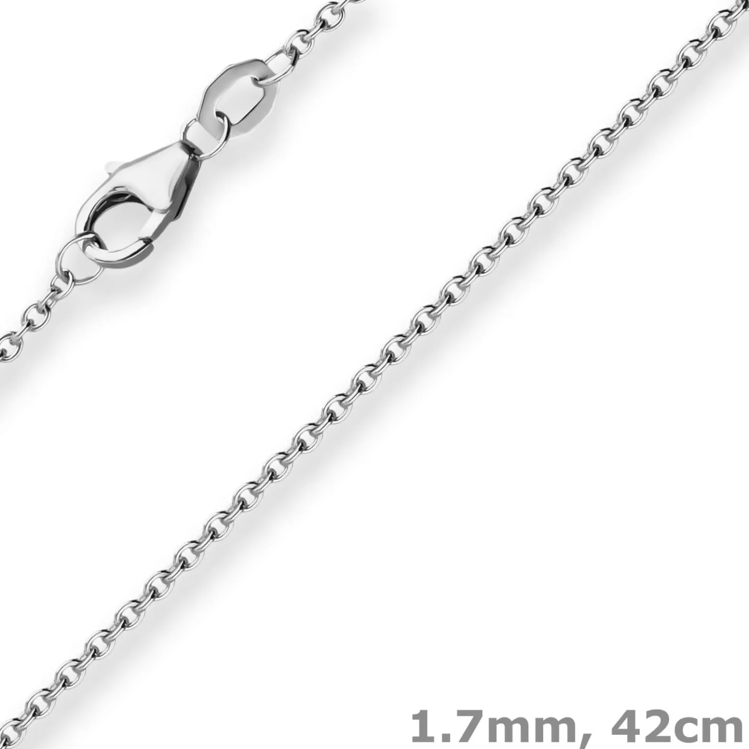 1,7mm Ankerkette flach Collier Halskette aus 375 Gold Weißgold 42cm