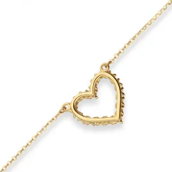 1,3mm Ankerkette flach Collier Herz 585 Gold gelb/weiß 46cm mit Zwischenöse