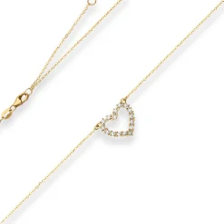 1,3mm Ankerkette flach Collier Herz 585 Gold gelb/weiß 46cm mit Zwischenöse