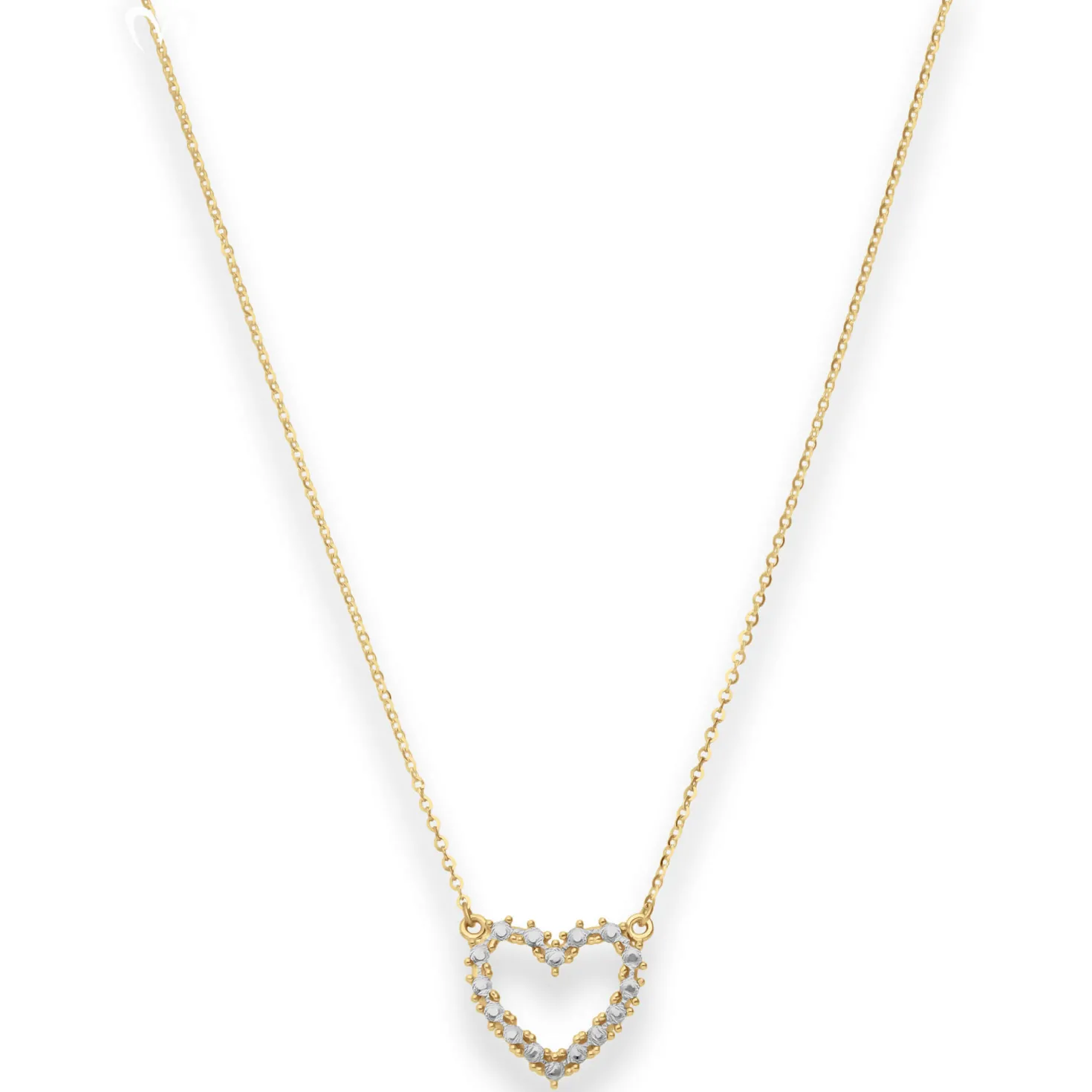 1,3mm Ankerkette flach Collier Herz 585 Gold gelb/weiß 46cm mit Zwischenöse