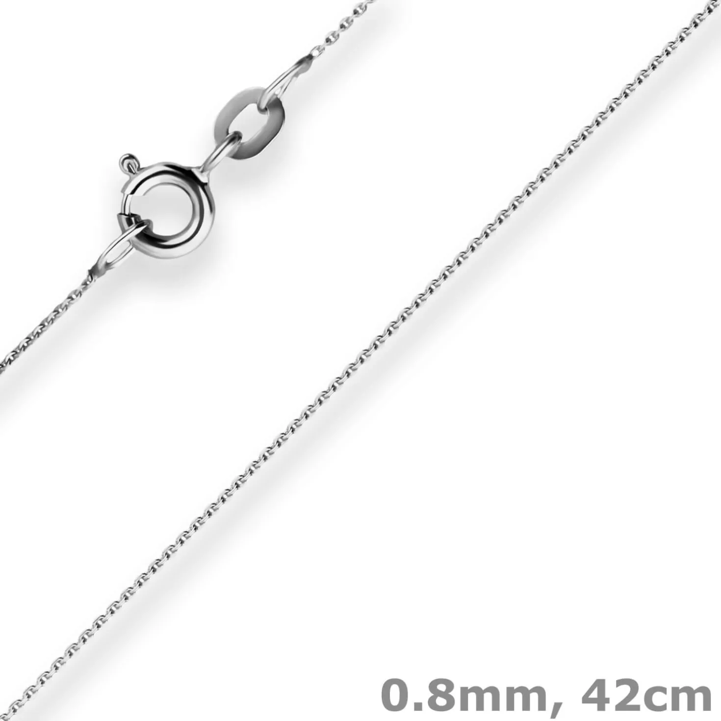 0,8mm Ankerkette flach Collier mit Zwischenöse aus 585 Gold Weißgold 42cm