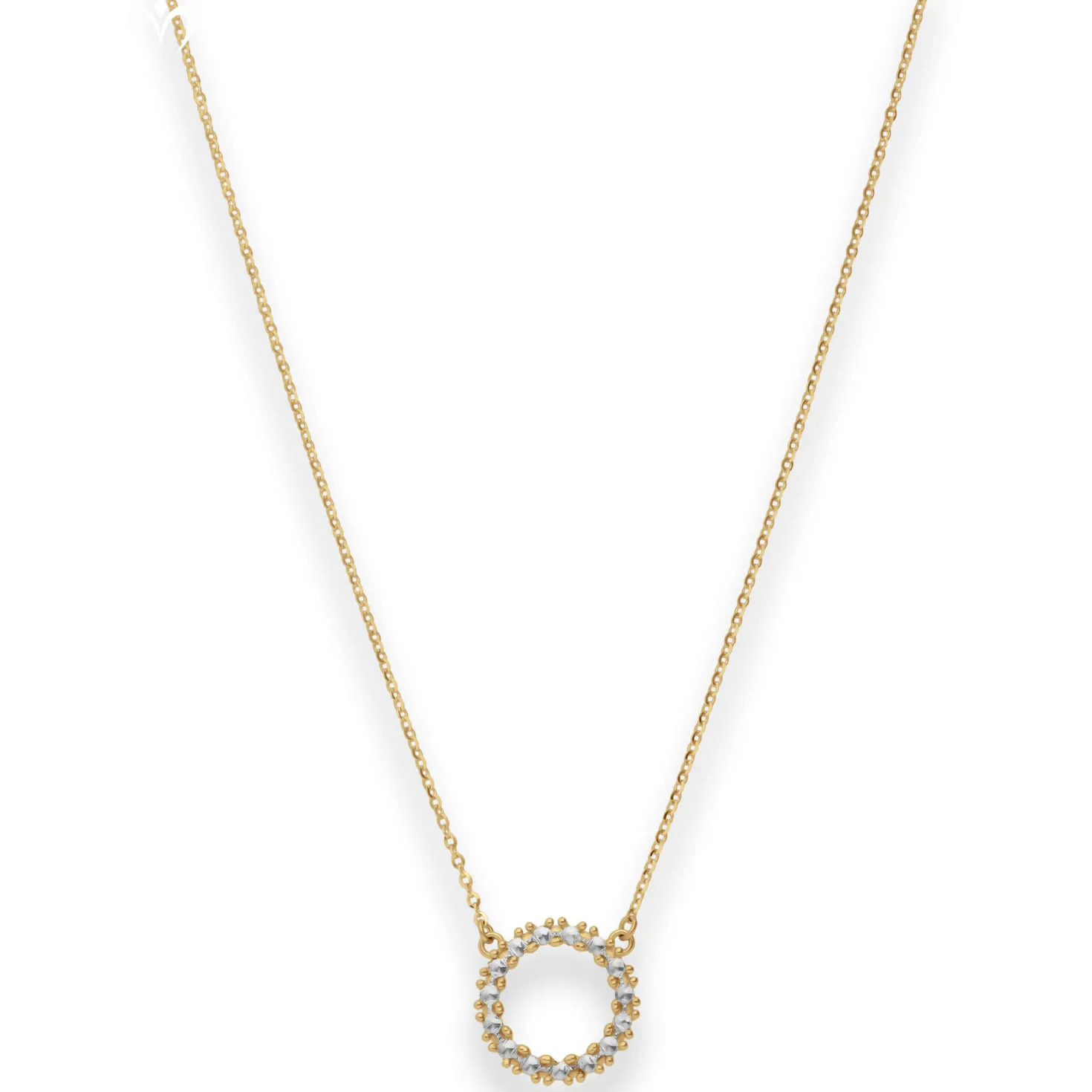 1,2mm Ankerkette flach Collier Ring 585 Gold gelb/weiß 46cm mit Zwischenöse