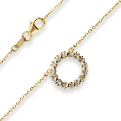 1,2mm Ankerkette flach Collier Ring 585 Gold gelb/weiß 46cm mit Zwischenöse