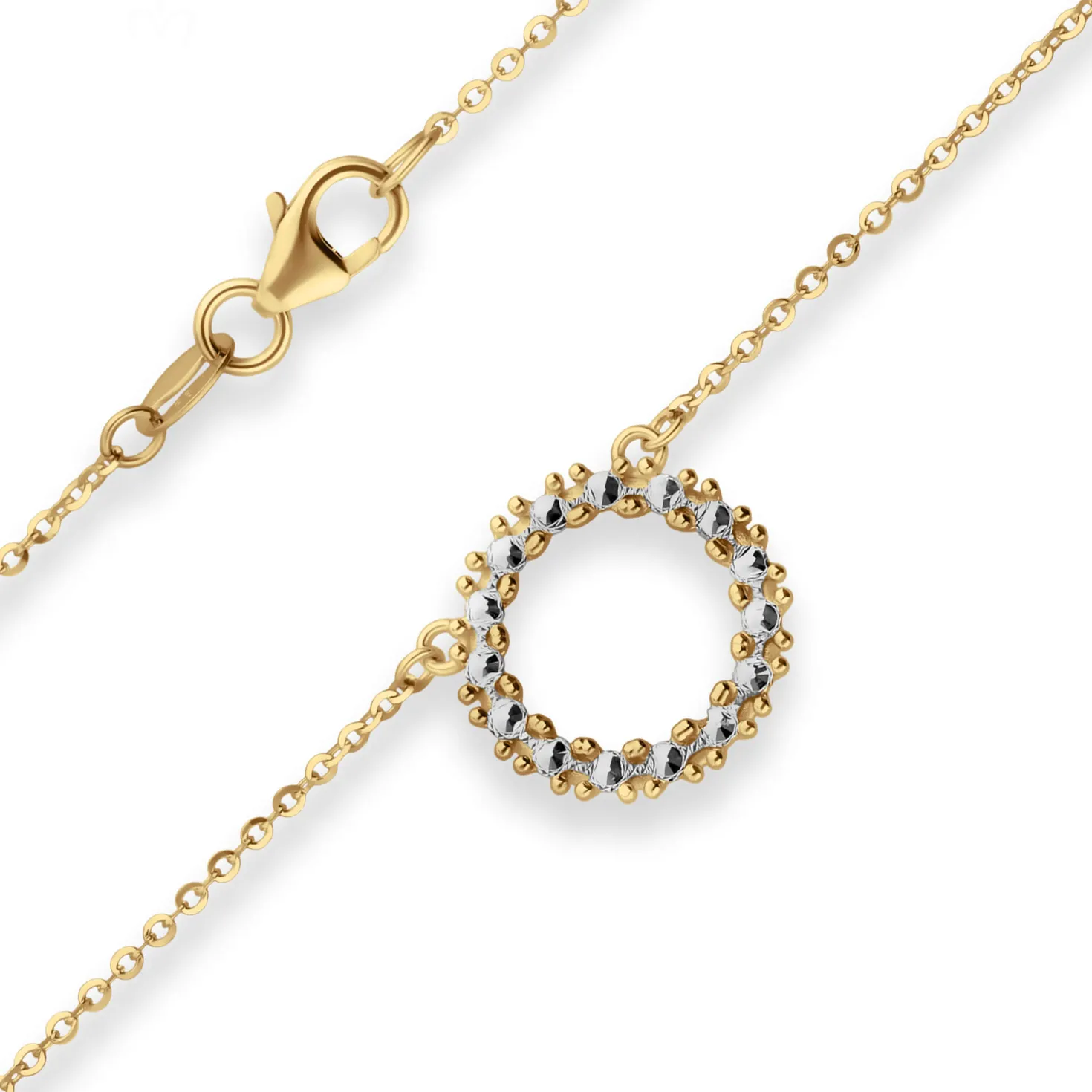 1,2mm Ankerkette flach Collier Ring 585 Gold gelb/weiß 46cm mit Zwischenöse