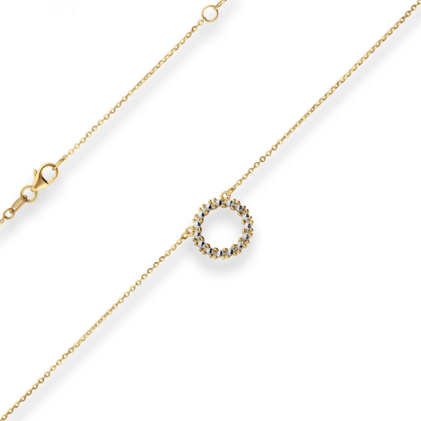 1,2mm Ankerkette flach Collier Ring 585 Gold gelb/weiß 46cm mit Zwischenöse