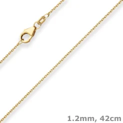 1,2mm Ankerkette flach Goldkette Collier Halskette aus 585 Gold Gelbgold 42cm