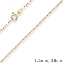 1,2mm Ankerkette flach Goldkette Collier Halskette aus 333 Gold Gelbgold 36cm