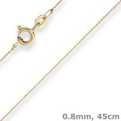 0,8mm Ankerkette flach Goldkette Collier Halskette aus 585 Gold Gelbgold 45cm