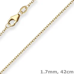 1,7mm Ankerkette flach Goldkette Collier Halskette aus 375 Gold Gelbgold 42cm
