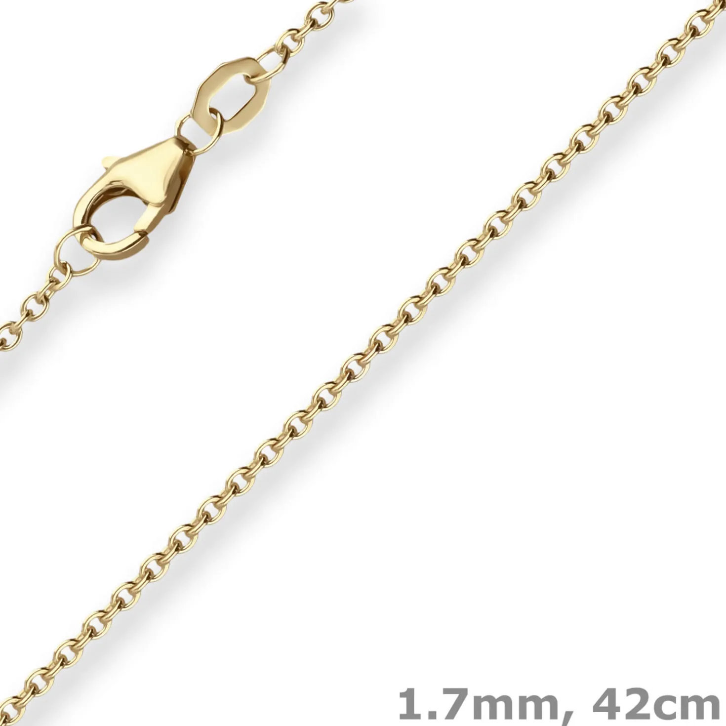 1,7mm Ankerkette flach Goldkette Collier Halskette aus 375 Gold Gelbgold 42cm