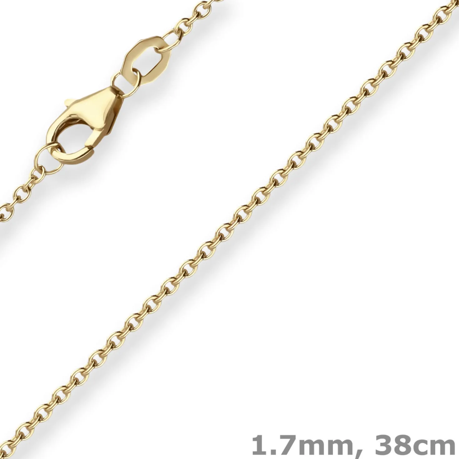 1,7mm Ankerkette flach Goldkette Collier Halskette aus 375 Gold Gelbgold 38cm