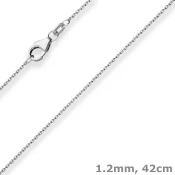 1,2mm Ankerkette flach Goldkette Collier Halskette aus 585 Gold Weißgold 42cm