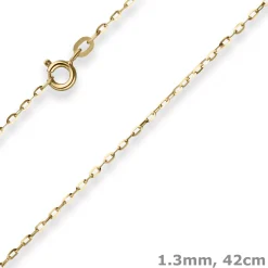 1,3mm Ankerkette flach Kette Collier Halskette aus 585 Gold Gelbgold 42cm