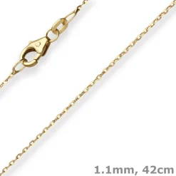 1,1mm Ankerkette flach Kette Collier Halskette aus 585 Gold Gelbgold 42cm