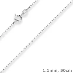 1,1mm Ankerkette flach Kette Collier Halskette aus 375 Gold Weißgold 50cm