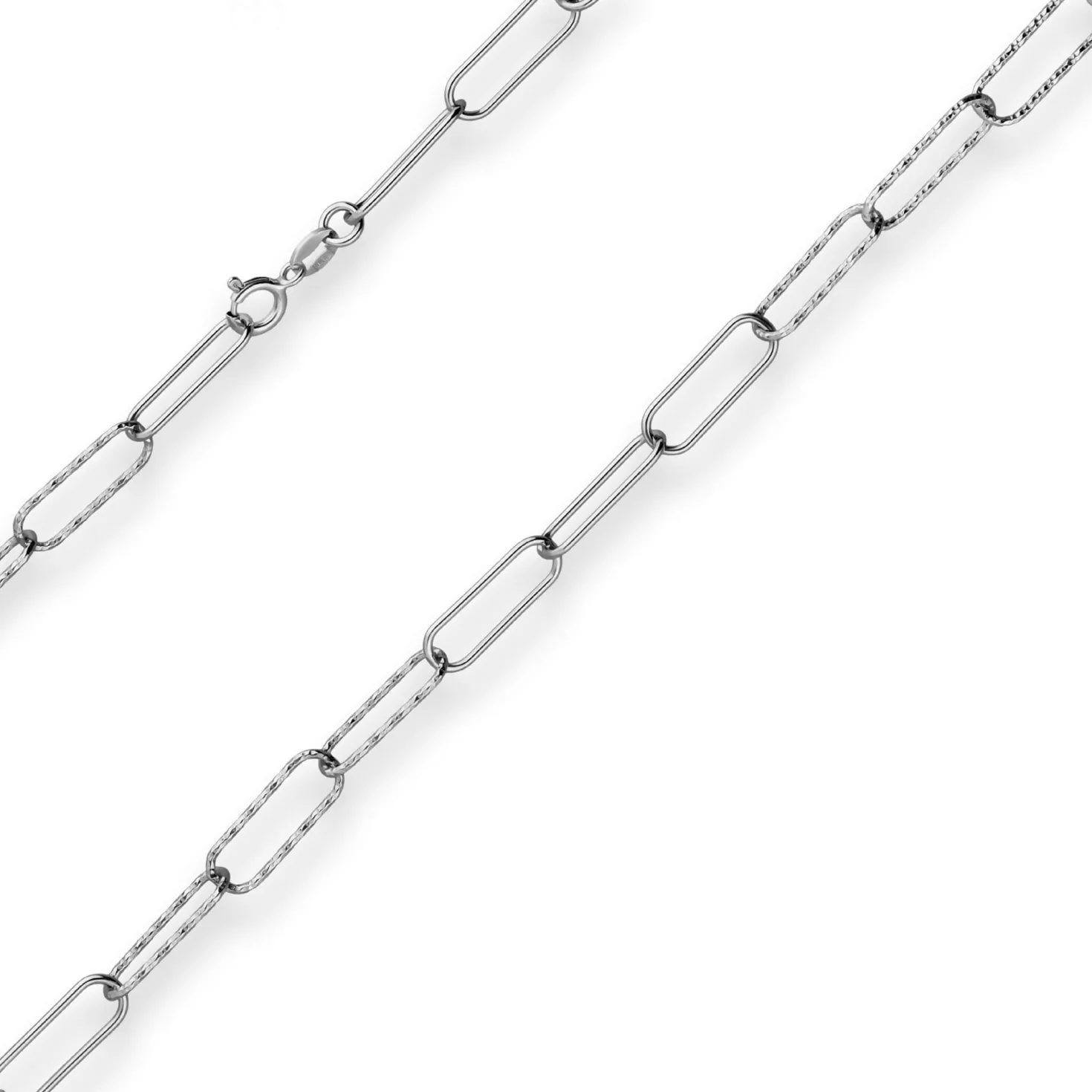 4,8mm Ankerkette gerieft Kette Collier Paper-Clip aus 925 Silber rhodiniert 45cm