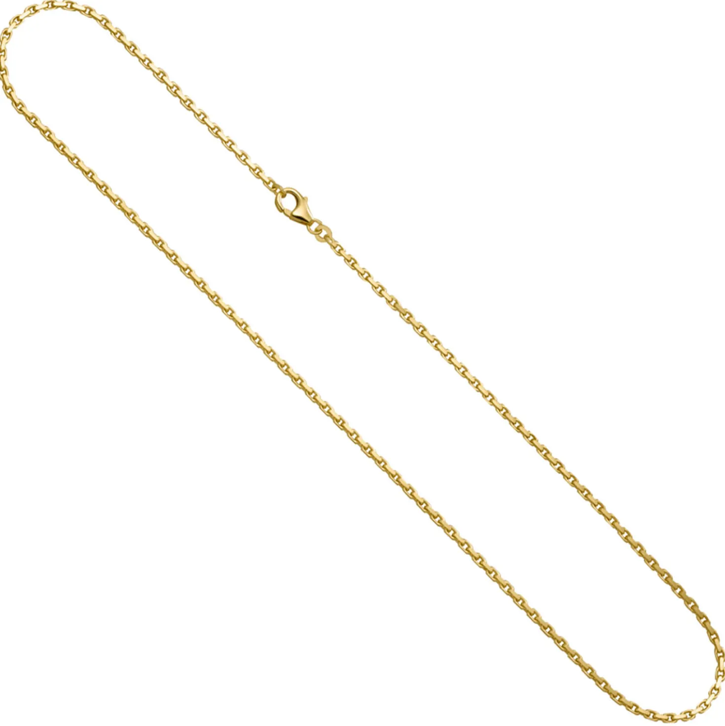 2mm Ankerkette Halskette Collier aus 333 Gold Gelbgold massiv diamantiert 45cm