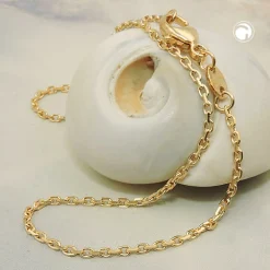 1,3mm Ankerkette Halskette Collier aus 14Kt 585 Gold Gelbgold diamantiert
