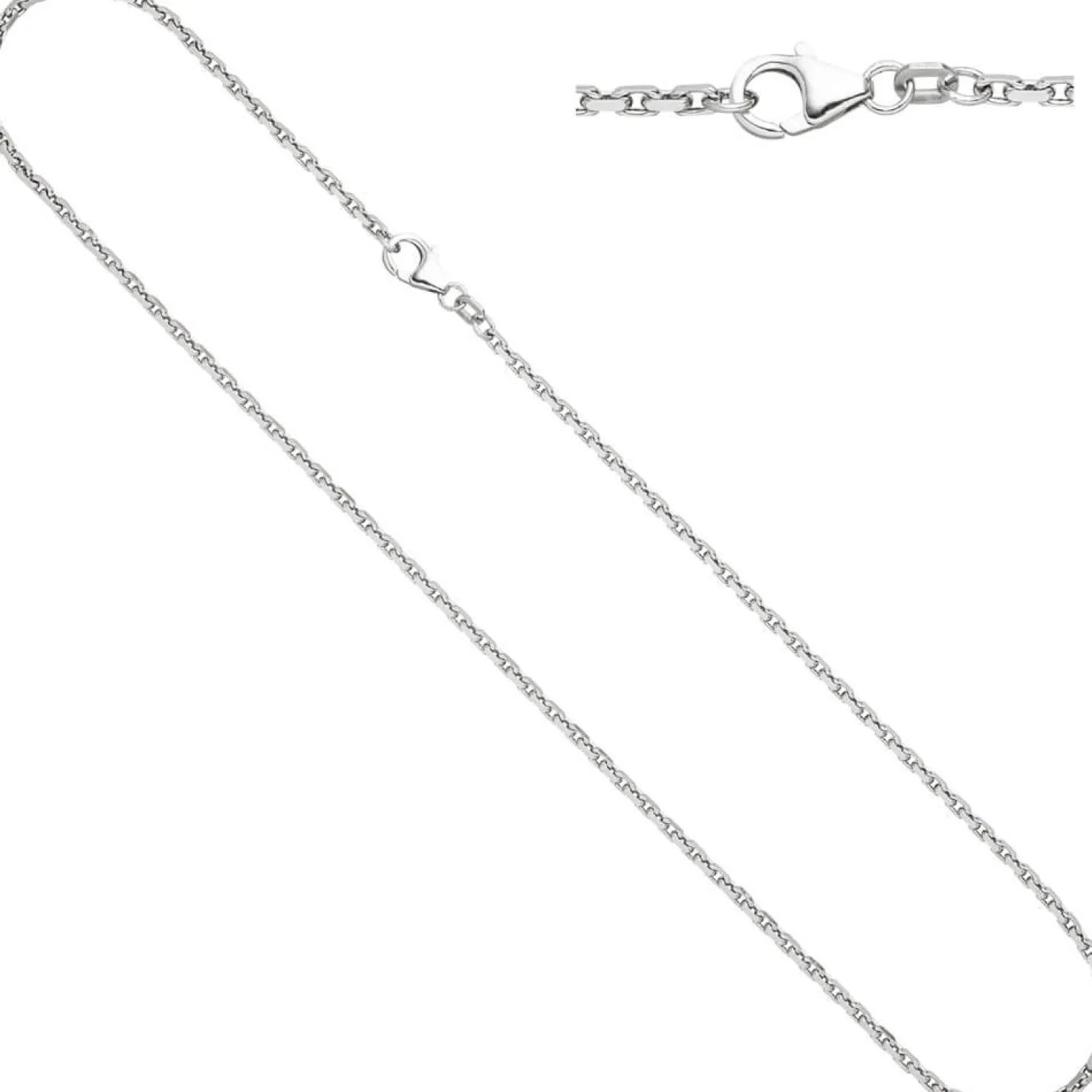 2mm Ankerkette Halskette Collier aus 925 Silber rhodiniert Silberkette 50cm