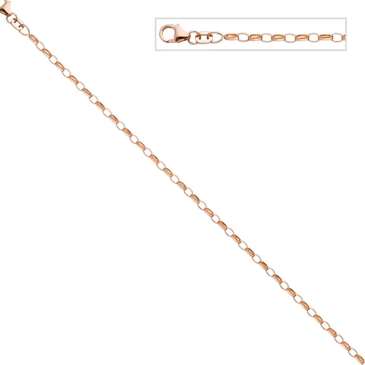 2,4mm Ankerkette Halskette Collier 925 Silber rotvergoldet 45cm Damen