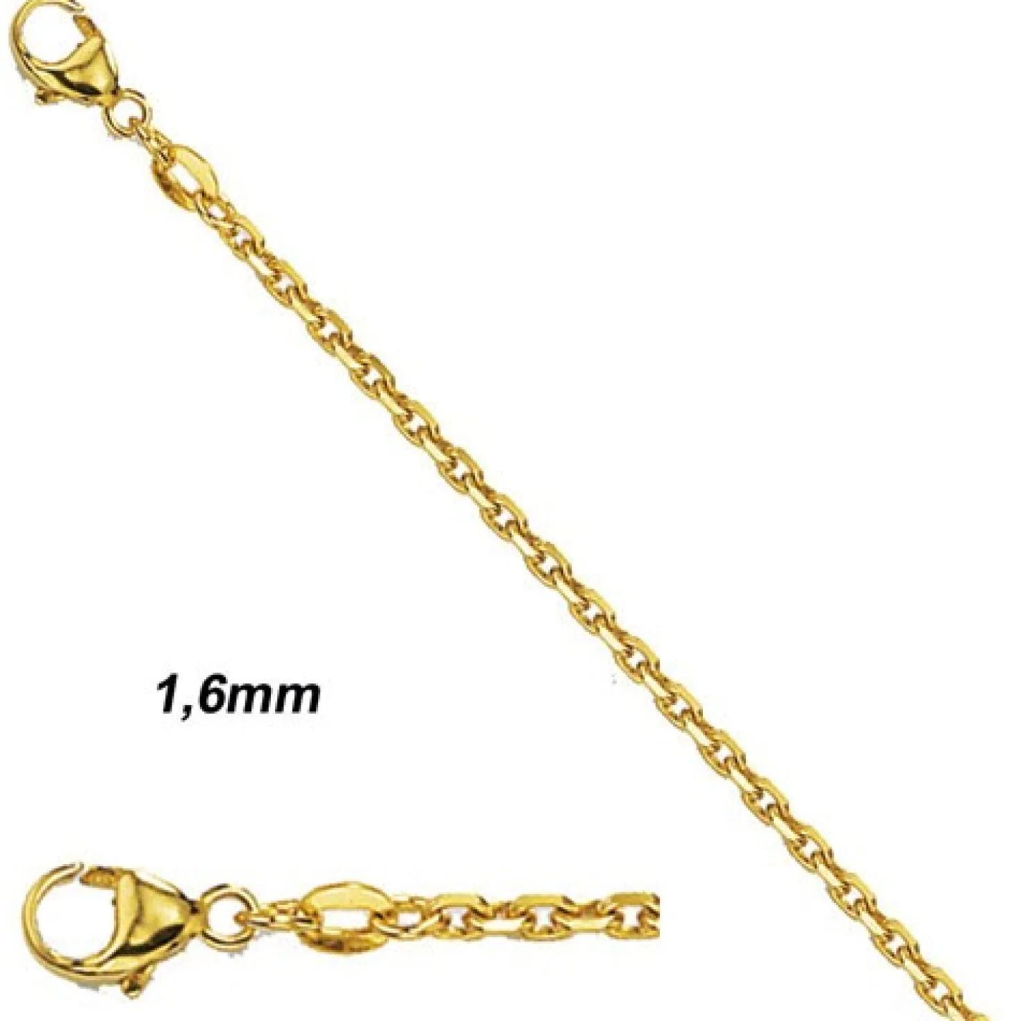 1,6mm Ankerkette Kette Collier, 585 Gold Gelbgold, Goldkette, 40 cm