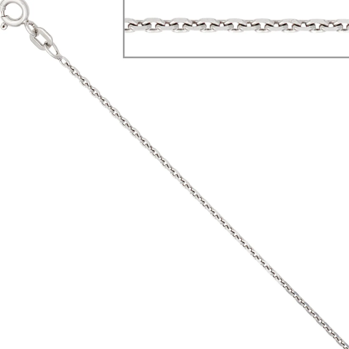 1,5mm Ankerkette Kette Collier Halskette 925 Silber diamantiert glänzend 50cm