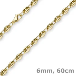 6mm Ankerkette Kette Collier Schiffsanker Halskette aus 585 Gold Gelbgold 60cm
