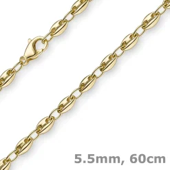 5,5mm Ankerkette Kette Collier Schiffsanker Halskette aus 750 Gold Gelbgold 60cm