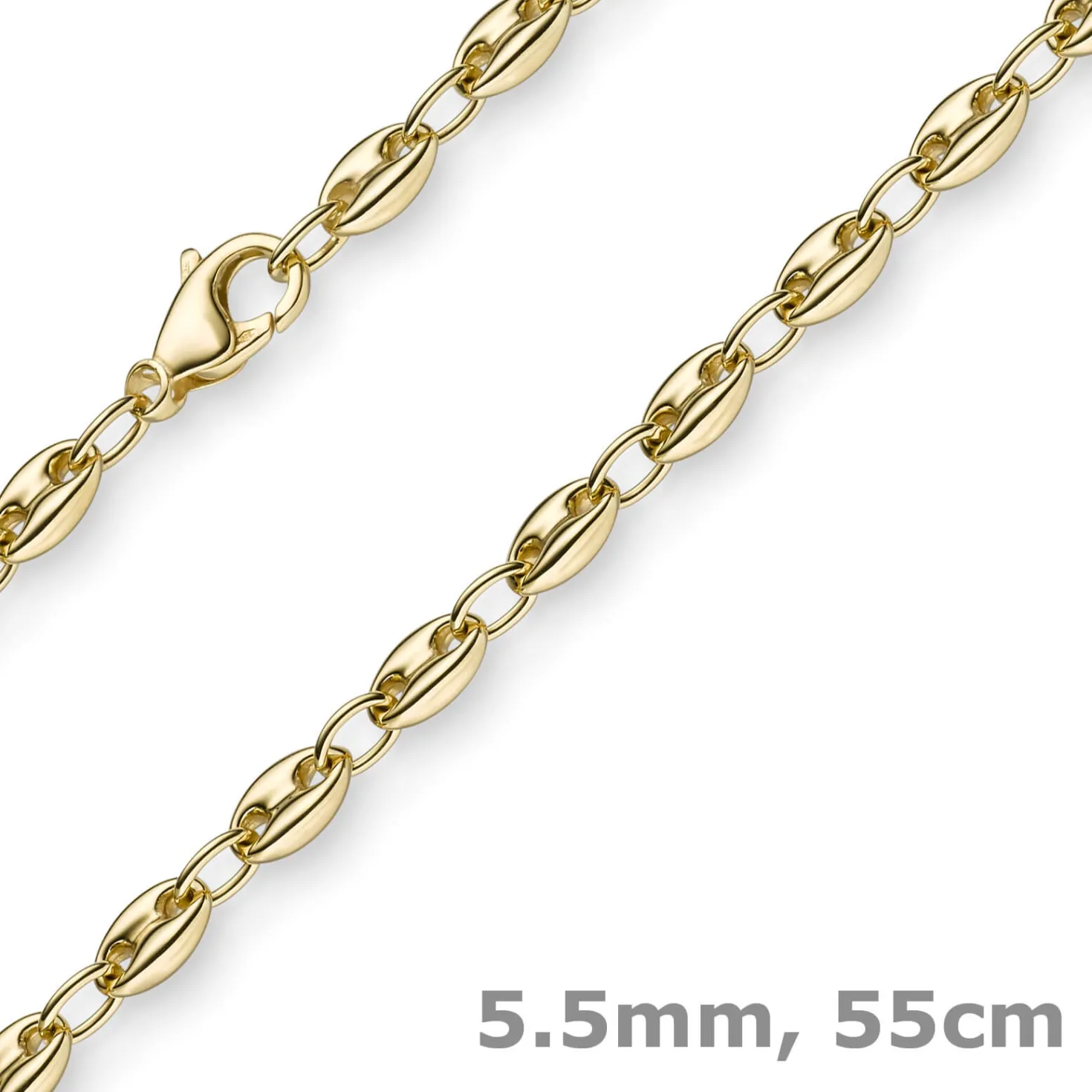 5,5mm Ankerkette Kette Collier Schiffsanker Halskette aus 750 Gold Gelbgold 55cm